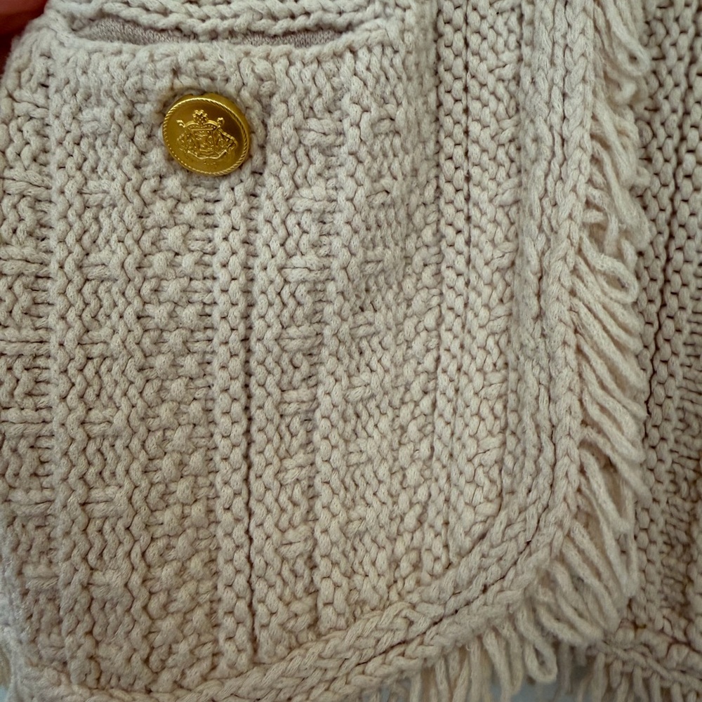 J. Crew Cream Knit Cardigan with Fringe - Picture 3 of 4
